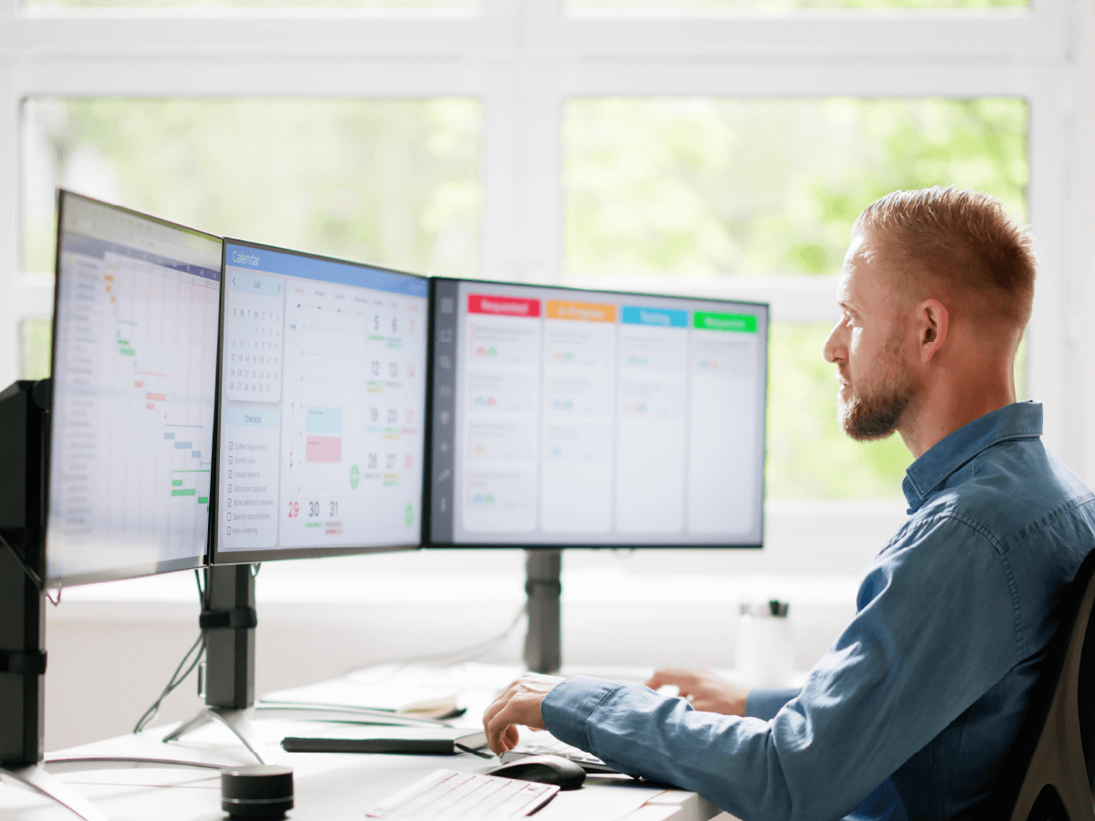 man at computer in office